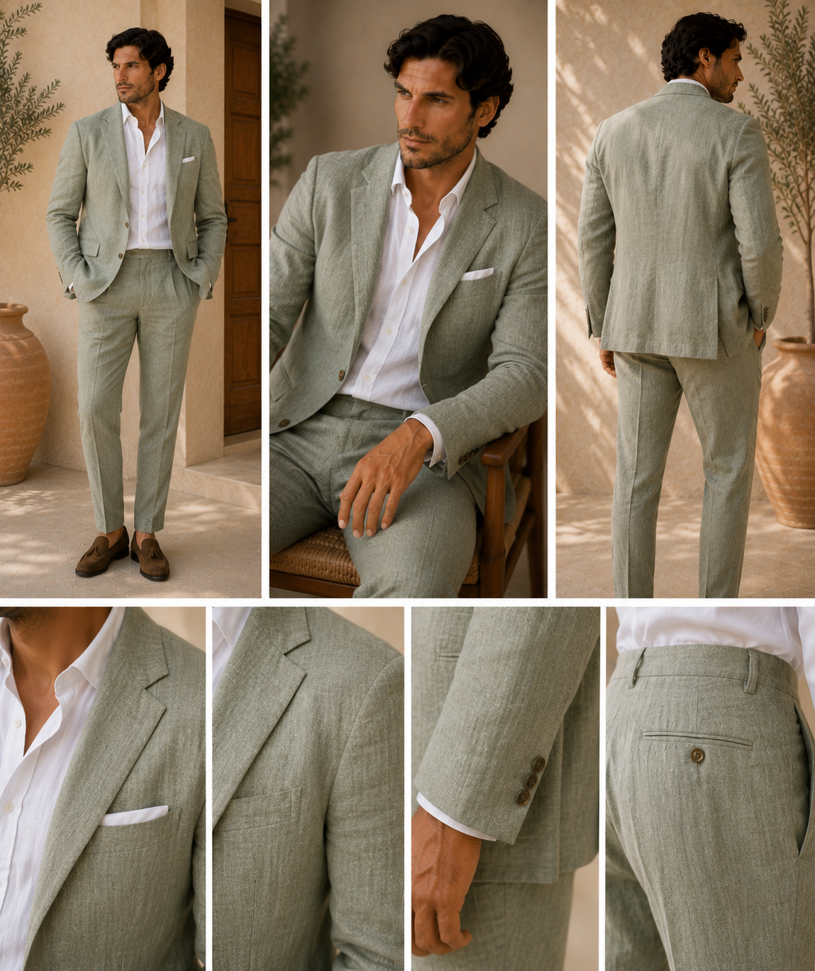 Men's Classic Single Breasted Linen Blend Suit 3